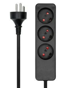 MicroConnect dansk stikdåse - 3-vejs - Sort - 3m