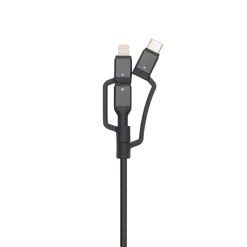 Micro-USB-kabel med Lightning- og USB-C-adapter - Sort