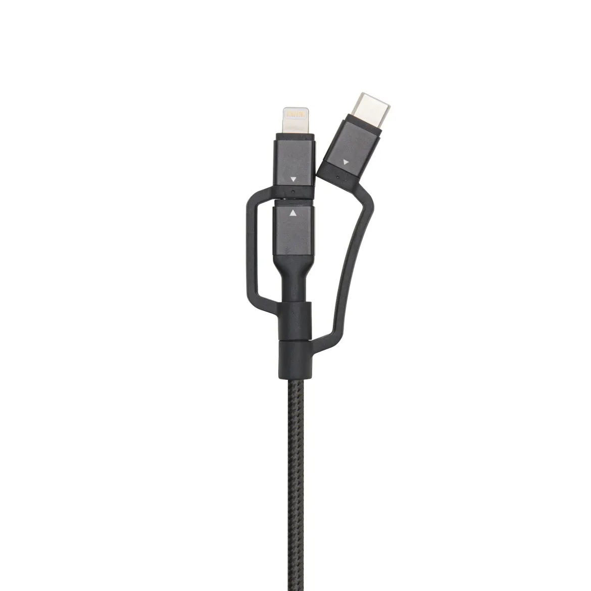 Micro-USB-kabel med Lightning- og USB-C-adapter - Sort