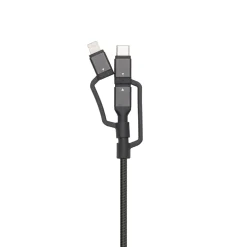 Micro-USB-kabel med Lightning- og USB-C-adapter - Sort