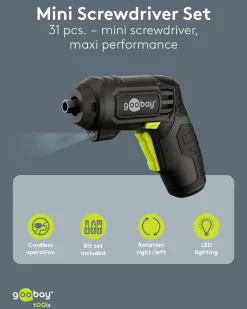 Mini batteridrevet skruetrækkersæt - 31 dele