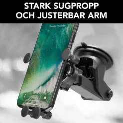 Mobilholder med hurtigfastgørelse til forruden.