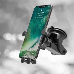 Mobilholder med hurtigfastgørelse til forruden.