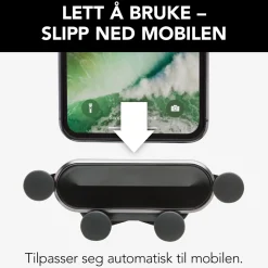 Mobilholder med hurtigfastgørelse til forruden.