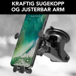 Mobilholder med hurtigfastgørelse til forruden.