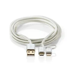 Nedis 2-i-1 lade- og synkroniseringskabel, USB-A til Lightning/Micro-USB, 2 m