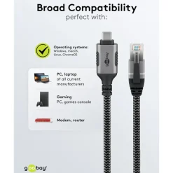 Netværkskabel med USB-tilslutning USB-C - 2 m