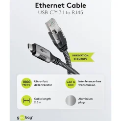 Netværkskabel med USB-tilslutning USB-C - 2 m