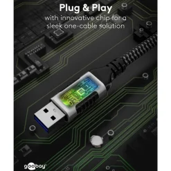 Netværkskabel med USB-tilslutning USB-A - 1 m