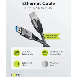 Netværkskabel med USB-tilslutning USB-A - 1 m