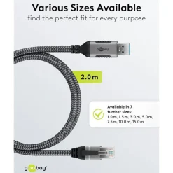 Netværkskabel med USB-tilslutning USB-A - 2 m