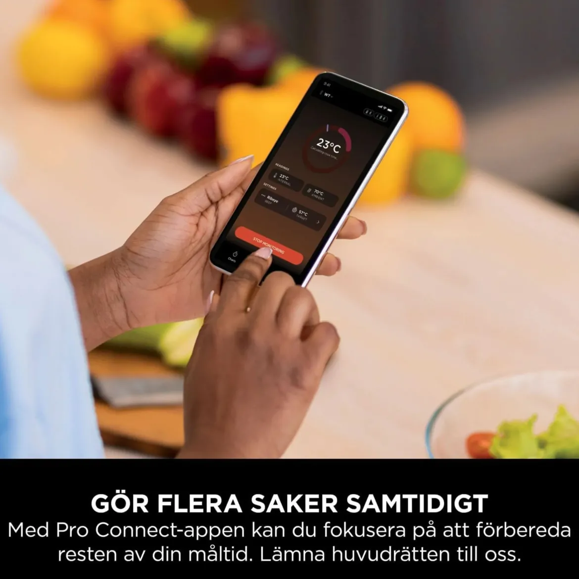 Ninja ProChef trådløst stegetermometer, Sort/sølv