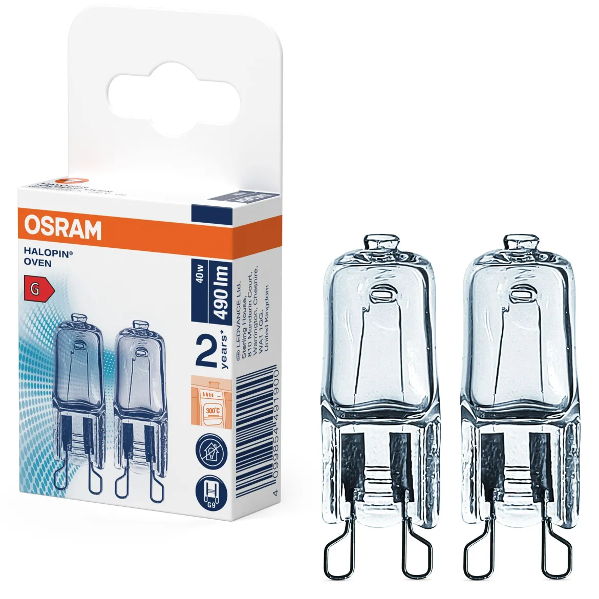 Osram Halopin ovnlampe G9 40W 2-pak