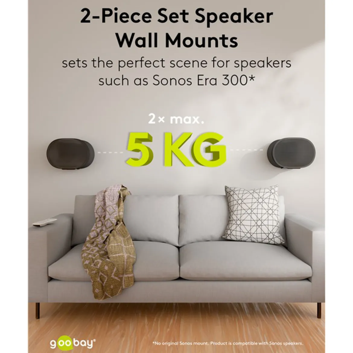 2-pak Højttalerbeslag til Sonos Arc 300 - Sort