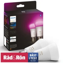 Philips Hue Color Ambiance Smart LED-pære E27 1100 lm 2-pak