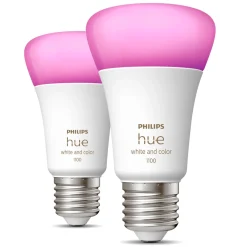 Philips Hue Color Ambiance Smart LED-pære E27 1100 lm 2-pak