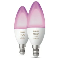 Philips Hue Color Ambiance Smart LED-pære E14 470 lm - 2-pak