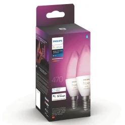 Philips Hue Color Ambiance Smart LED-pære E14 470 lm - 2-pak