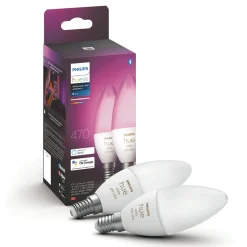 Philips Hue Color Ambiance Smart LED-pære E14 470 lm - 2-pak