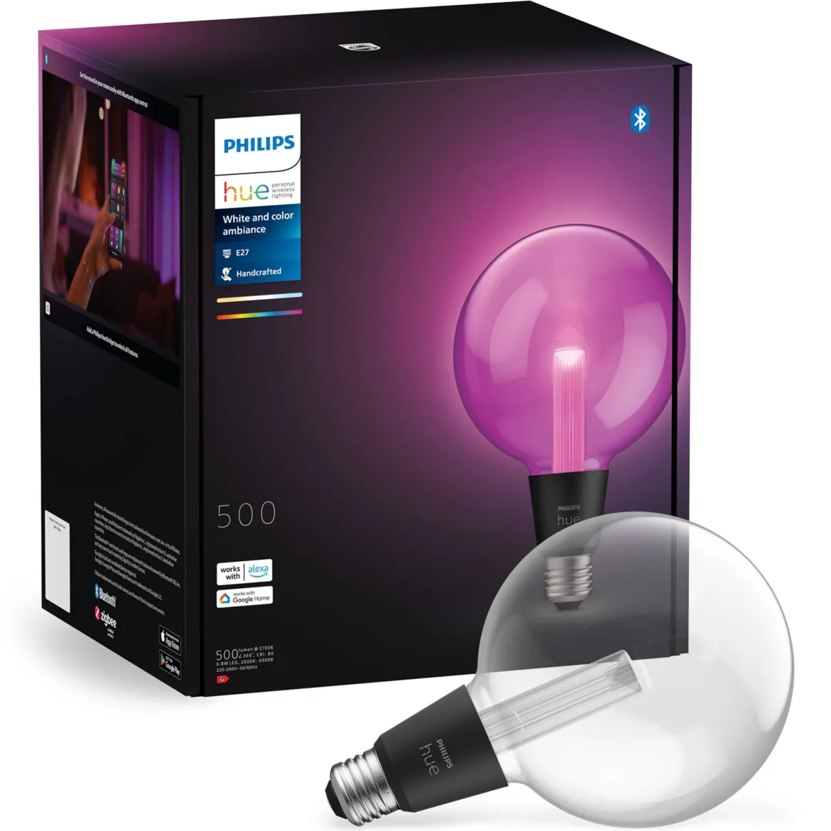 Philips Hue Lightguide G125 E27 smart LED-pære glob 500 lm