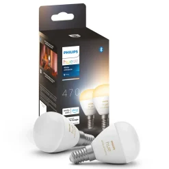 Philips Hue Luster Kuglelampe White Ambiance E14 470 lm 2-pakke