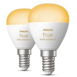Philips Hue Luster Kuglelampe White Ambiance E14 470 lm 2-pakke
