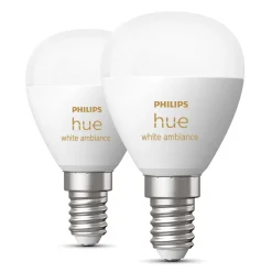 Philips Hue Luster Kuglelampe White Ambiance E14 470 lm 2-pakke