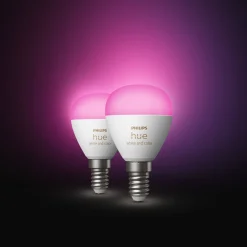 Philips Hue Luster Kuglelampe White and Color Ambiance E14 470 lm 2-pakke