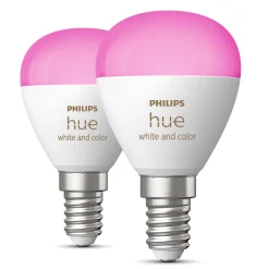 Philips Hue Luster Kuglelampe White and Color Ambiance E14 470 lm 2-pakke