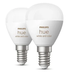 Philips Hue Luster Kuglelampe White and Color Ambiance E14 470 lm 2-pakke