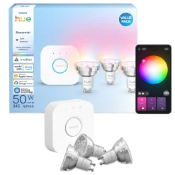 Philips Hue White and Color Ambiance Essential startpakke, 3x GU10 med Bridge