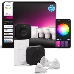 Philips Hue White & Color Ambiance GU10 - Startpakke med Bridge Pro