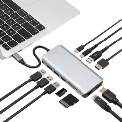 Plexgear USB-C Multiadapter - 100 W Passthrough - 12 porte
