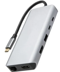 Plexgear USB-C Multiadapter - 100 W Passthrough - 12 porte