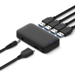 Plexgear USB 5 Gb/s-hub med strømforsyning 4-vejs