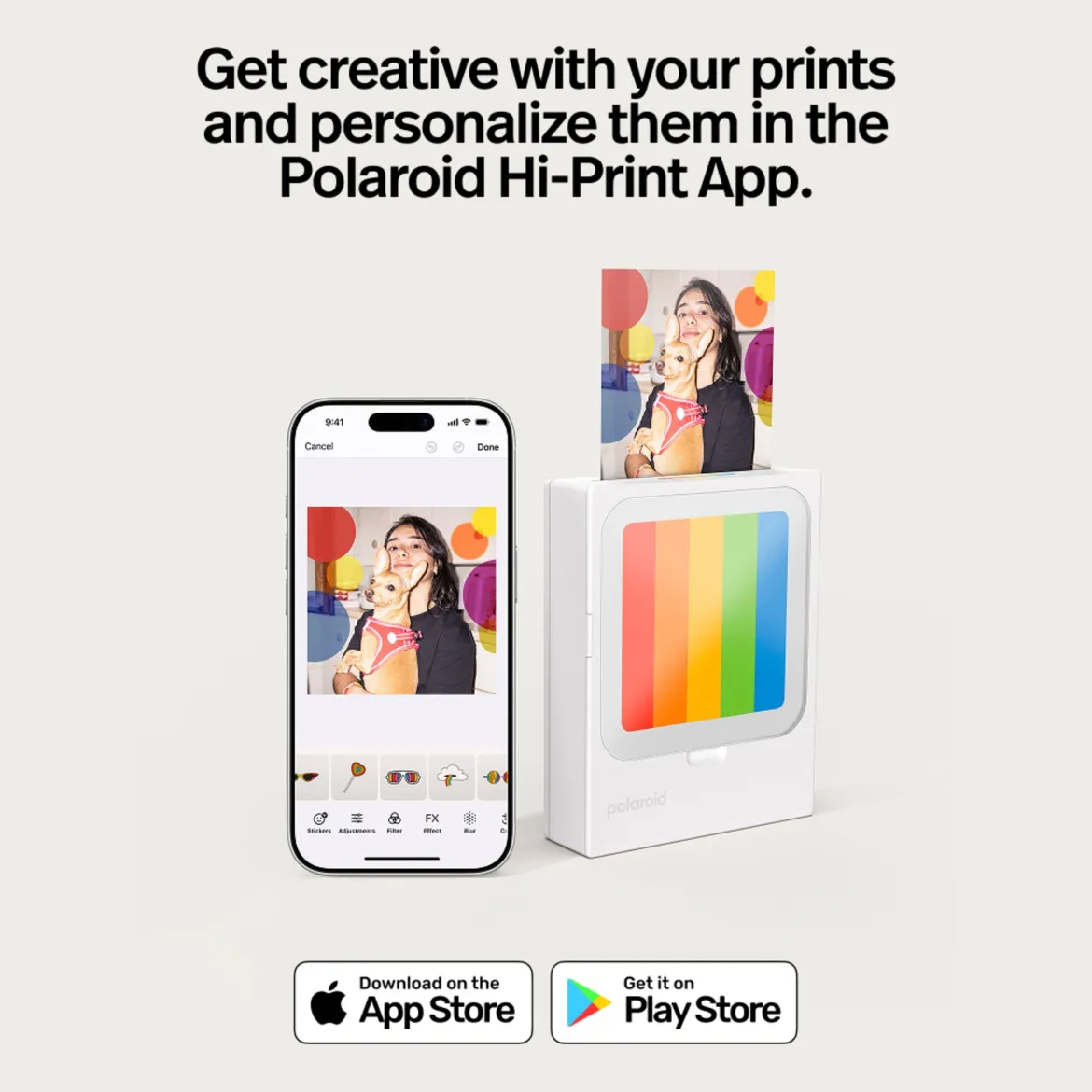 Polaroid Hi-Print 3-3 Foto Printer - bærbar fotoskriver - + 60 ark