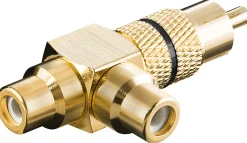 RCA-adapter med lydudtagning Guldbelagt - Sort