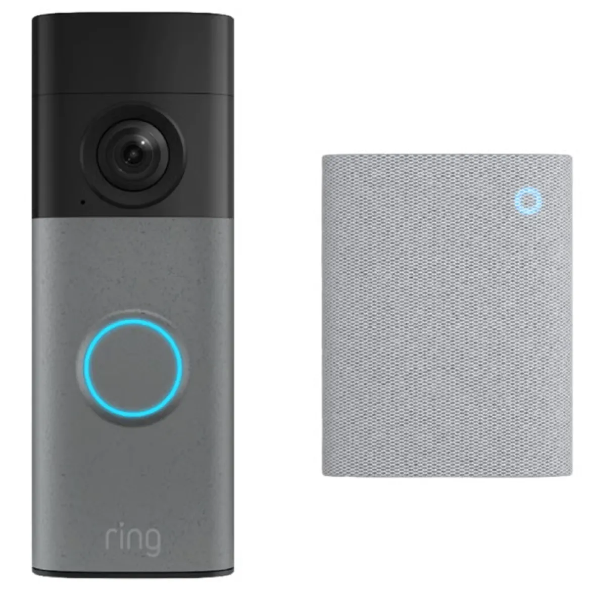 Ring Battery Video Doorbell + Chime, Retinal 2K, Speckled Grey
