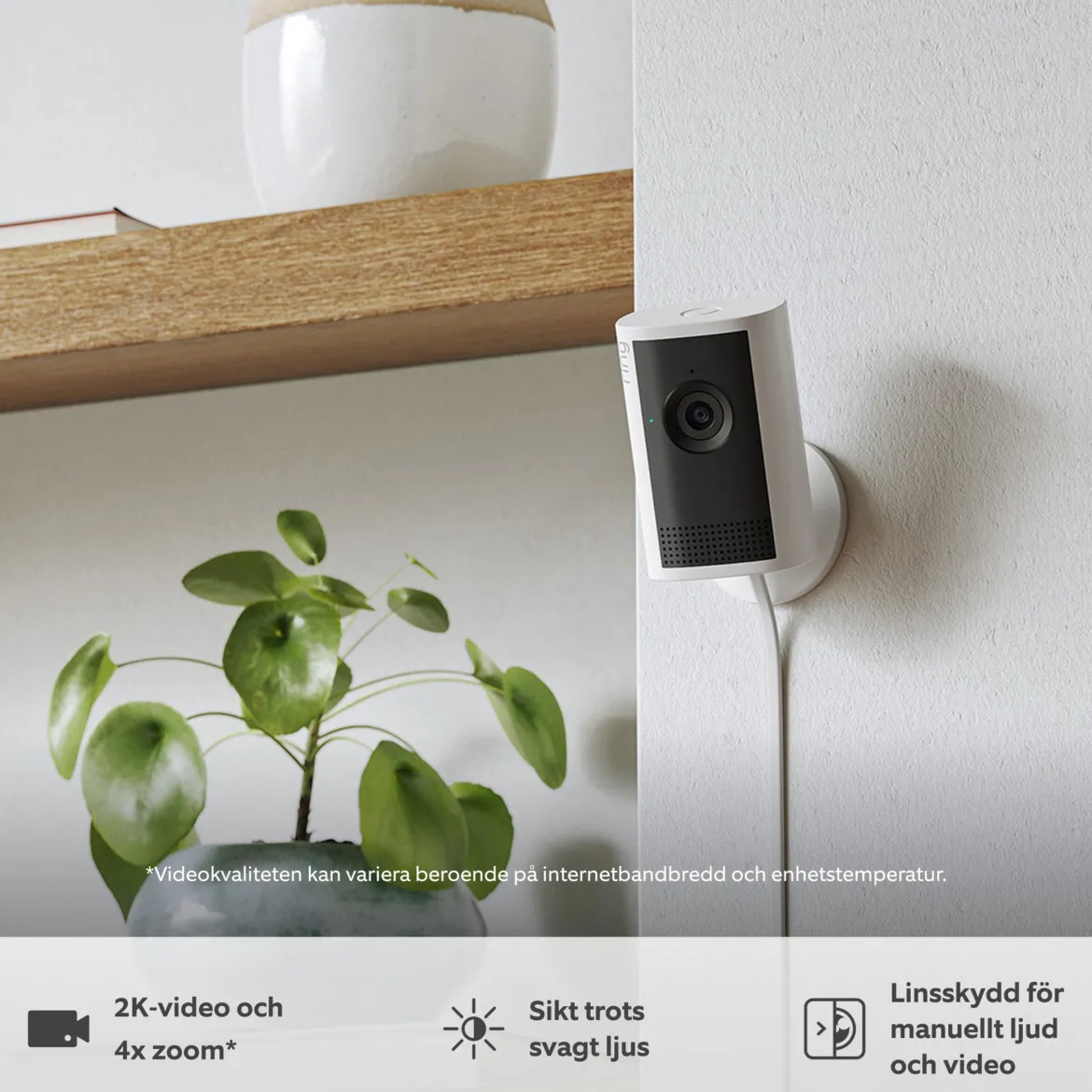 Ring Indoor Camera Plus - Retinal 2K overvågningskamera, Sort