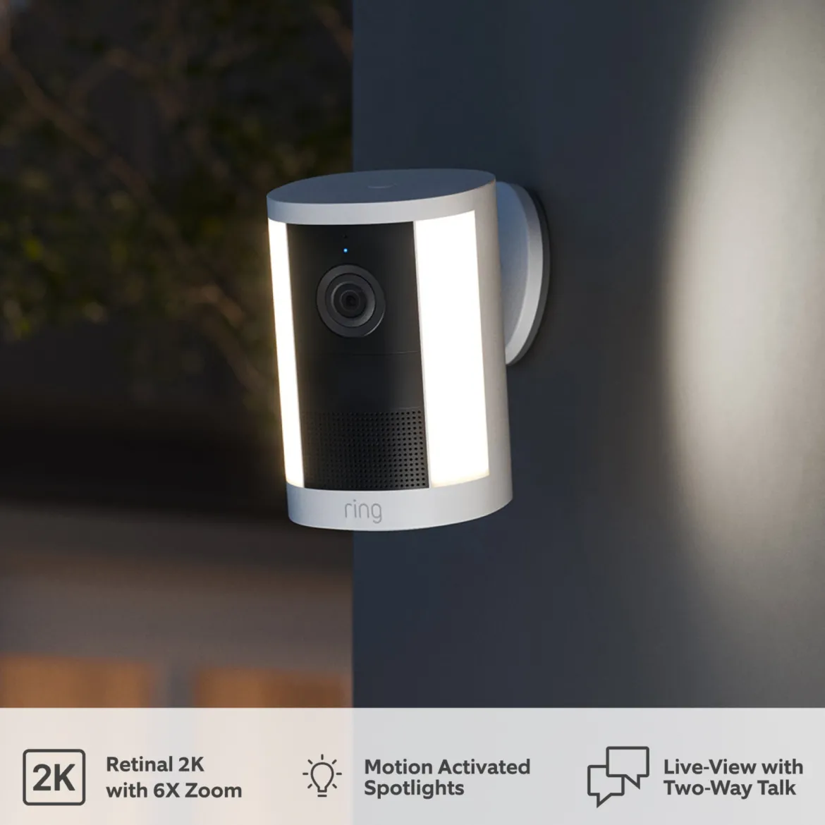 Ring Spotlight Cam Battery (2nd Gen) trådløst overvågningskamera, Hvid