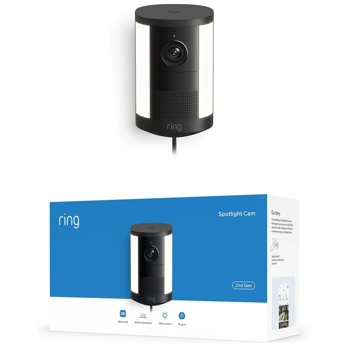Ring Spotlight Cam Plug-in, Retinal 2K, Sort