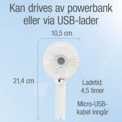 Rubicson bærbar ventilator med genopladeligt batteri.