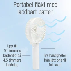 Rubicson bærbar ventilator med genopladeligt batteri.