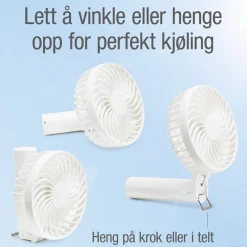 Rubicson bærbar ventilator med genopladeligt batteri.