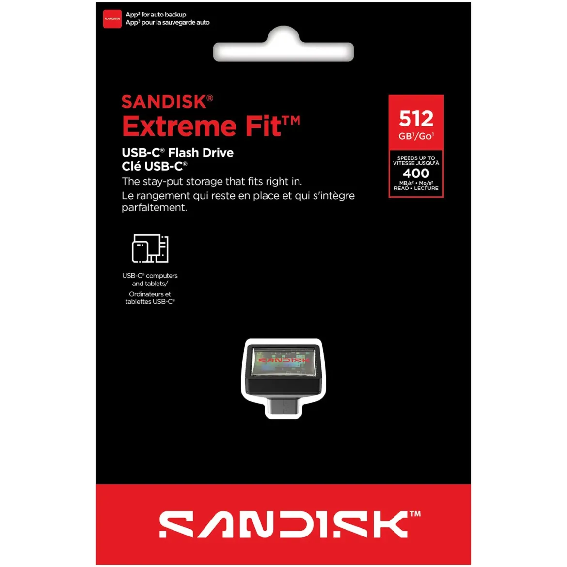 Sandisk Extreme Fit - USB-C-hukommelse - 512 GB