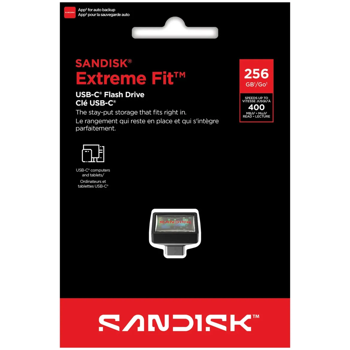 Sandisk Extreme Fit - USB-C-hukommelse - 256 GB