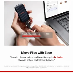 SanDisk Portable SSD 1 TB, USB-C, op til 600 MB/s