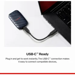 SanDisk Portable SSD 1 TB, USB-C, op til 600 MB/s