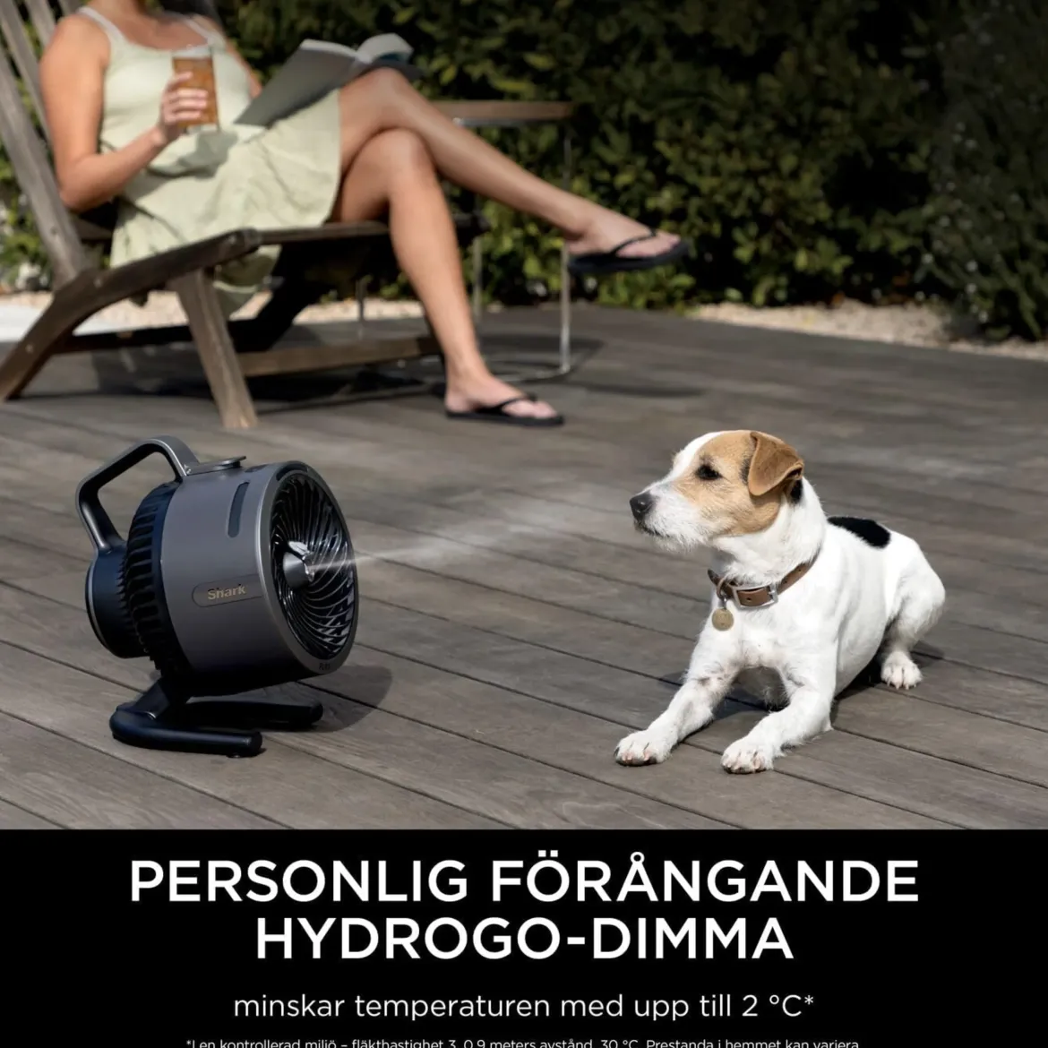 Shark FlexBreeze HydroGo tågeventilator, Antracitgrå