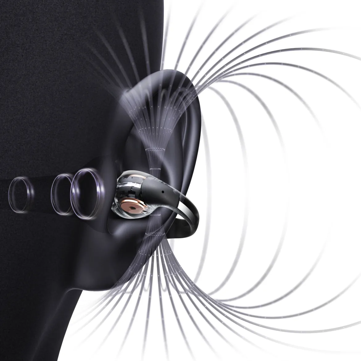 Shokz OpenDots One - Trådløse åbne clip-on-hovedtelefoner - Grå
